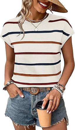 WIHOLL Womens Lightweight Sweater Spring Summer Outfits Cap Sleeve Hollow Out Knit Fashion Clothing Resort Wear 2026