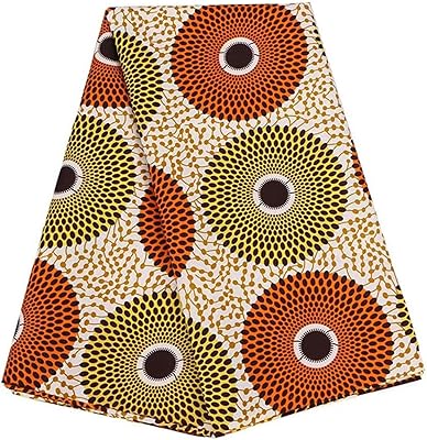 African Fabrics, Cloth Ethnic Ankara Wax Print, 6 Yards for Party Dresses and DIY Upholstery Fabrics