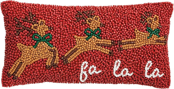 Mud Pie Christmas Reindeer Mini Beaded Pillow
