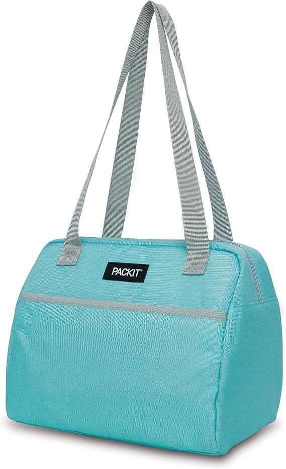 PackIt Freezable Hampton Lunch Bag, Soft Mint, Built with EcoFreeze Technology, Collapsible, Reusable, Zip Closure with Front Pocket and Shoulder Straps, Perfect for Tweens and Adults