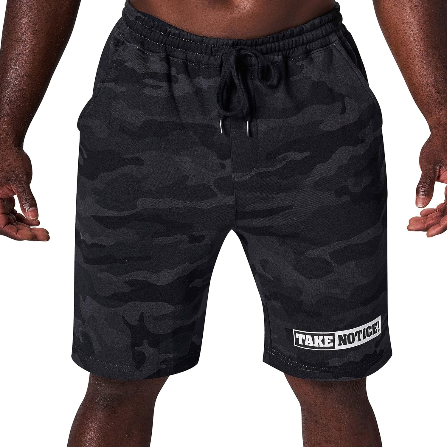 TAKE Notice! Fleece Shorts with Side Pockets  Back Pocket for Athletes & Fans of UFC MMA Boxing
