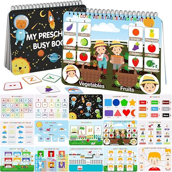 كتاب Mallify Busy للأطفال الصغار من سن 3 إلى 5 سنوات، كتاب Preschool Busy Book 30 Themes Kids Binder and Early Learning Toys، كتب Tracing Coloring للأطفال من سن 4 إلى 8 سنوات، كتب Montessori للأطفال الصغار، هدايا عيد الميلاد