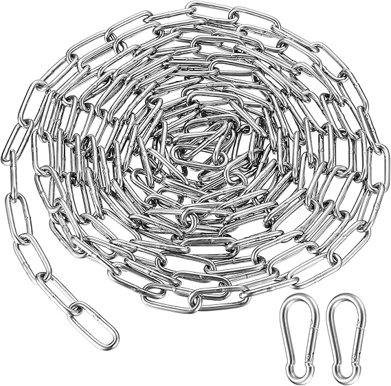 Stainless Steel Chains - Heavy Duty Welded Link Security Chains, Galvanized Steel, 3mm x 4m, Ideal for Fence, Gate, Door, Bike, Bicycle, Swing, Lock, Lift