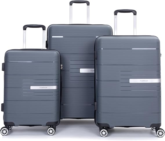 Travelhouse Hardshell Luggage Set,3 Piece Hardside Suitcases Set with Double Spinner Wheel,Lightweight PP Travel Carry-on luggage set with TSA lock