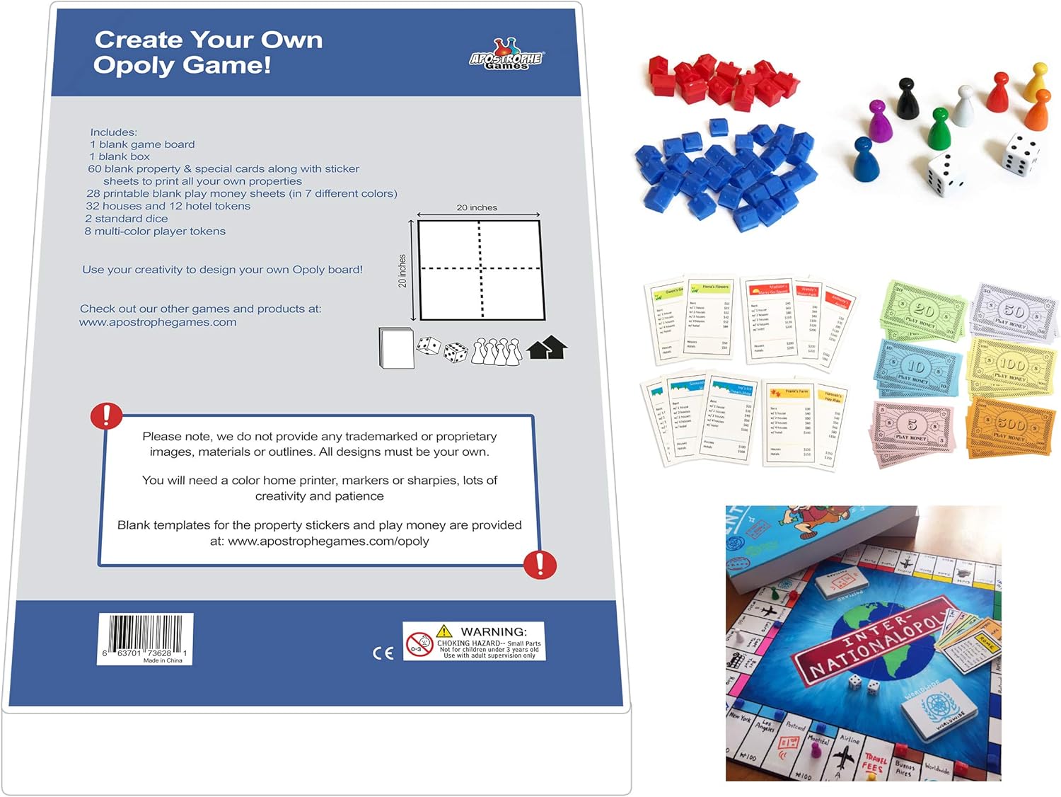 Buy Create Your Own Opoly Board Game – Blank Game Board with Board Game  Accessories, Blank Cards, Property Cards – Ideal for DIY Family Games,  Creative Projects Online at Lowest Price in