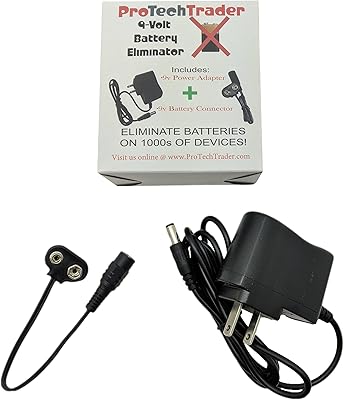 9v Battery Eliminator 9v DC Adapter & Battery Eliminator - Replace Your 9-Volt Batteries with Wall Power Supply