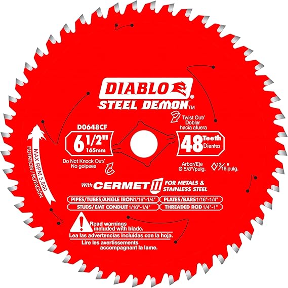 ديابلو الصلب شيطان سيرميت II شفرة المنشار للمعادن - 6-1/2 "× 48-الأسنان، الثلاثي رقاقة طحن - D0648CFA