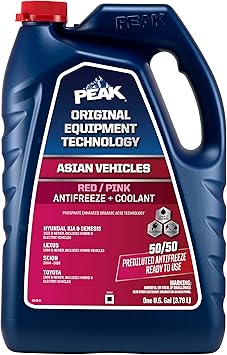 PEAK OET حياة ممتدة حمراء / وردية 50/50 مانع التجمد / المبرد للمركبات الآسيوية ، 1 Gal.