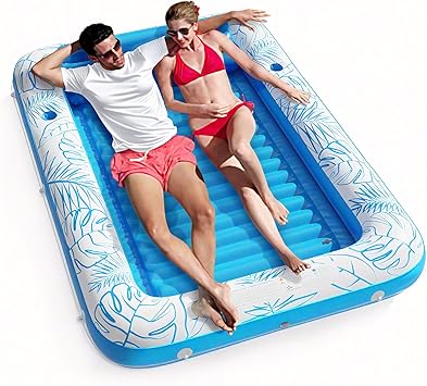 قابل للنفخ بركة الدباغة - Jasonwell 4 في 1 Sun Tan Tub Sunbathing Lounge Raft Floatie Toys وسادة سرير مليئة بالمياه للأطفال الكبار تفجير كرة Kiddie حفرة بركة XL