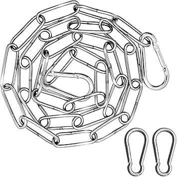 2 Rolls Stainless Steel Chains, Metal Chain Link, Heavy Duty Chains, 3mm x 1m Welded Gate Security Chain Lock for Outdoor, Indoor, Fence, Gate, Door, Bike, Bicycle, Swing, with 4 Safety Locks