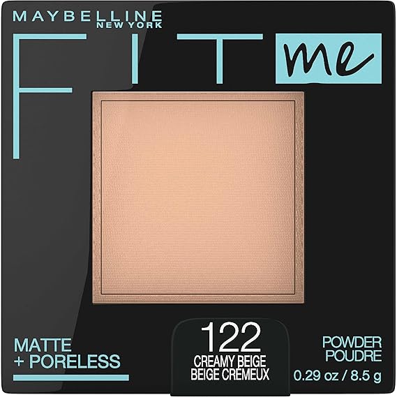 Maybelline Fit Me Matte + مكياج بودرة الوجه المضغوط بدون مسام ، مسحوق إعداد ، البيج الكريمي ، 1 Count