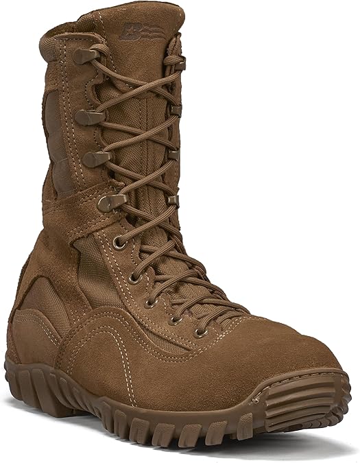 Belleville Hot Weather Hybrid Assault Boot - Shockmaster PU Midsole for Military Boots - Vibram Ibex Outsole for Army Footwear - Full-Grain Cattlehide Leather - Moisture Wicking Lining