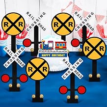 12 Set Train Theme Birthday Party Decor 11. 8inch Railroad Crossing Sign Table Centerpieces Decorations Chugga Chugga Two Two Birthday Decor for Retirement Party Supplies Photo Booth Prop