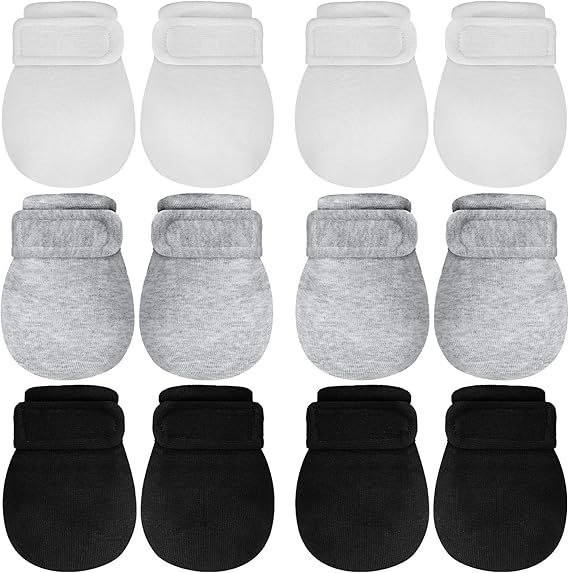Newcotte Baby No Scratch Mittens Newborn Baby Cotton Breathable Warm Gloves Baby Mitts for Boys Girls