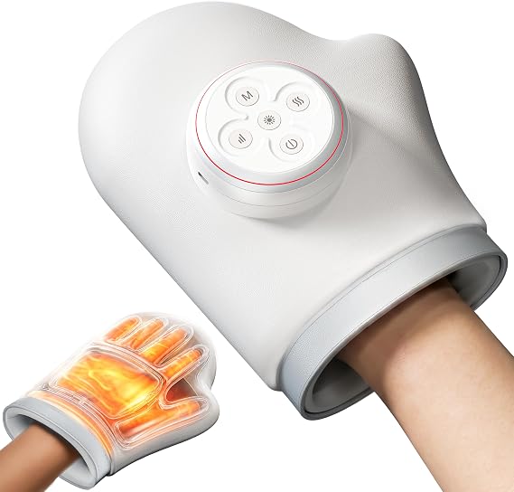 latumab Bigger Hand Massager with Heat and Compression, Individual Fingers Wrist Massage, Cordless HandSpa Massager for Arthritis and Carpal Tunnel, Pain Relief, 5 Intensity, Gifts for Women, Men