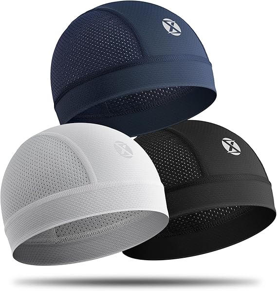 3 Pack Cooling Skull Cap Helmet Liner Breathable Mesh Running Cycling Hat Lightweight Quick-Dry Sports Beanie