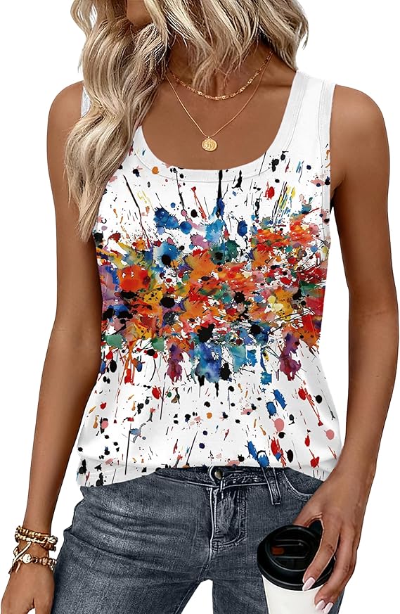 Zeagoo Tank Top for Women Summer Loose Fit Casual Flowy Sleeveless Tops Trendy Scoop Neck Basic Shirts Tee 2026