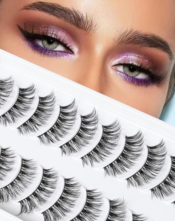 Onlyall False Eyelashes Wispy Lashes Natural Fake Lashes 10 Pairs D-M09