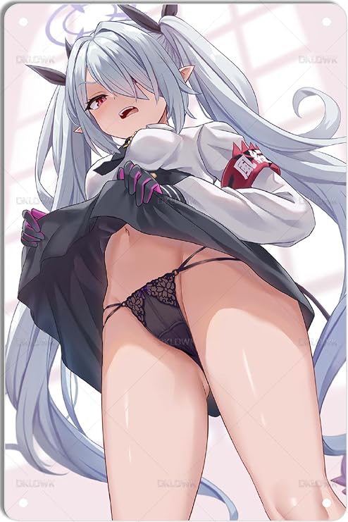 DKLOWK Metal Signs Anime Sexy Girl Tin Sign Retro Poster For Bedroom Man Cave Living Room Kitchen Bathroom Garage Office Bar Club Art Wall Decoration Plaque Gift 8x12 Inch