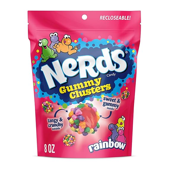 Nerds, Gummy Clusters Candy, Rainbow, Crunchy and Gummy, 8 Ounce