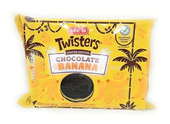 HEB Twisters Chocolate Banana Sandwich Cookies 12oz - Limited Edition (1 package)