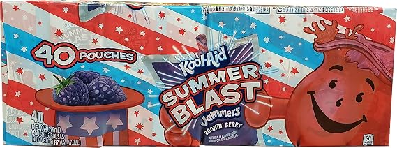 Kool-Aid Kool-Aid Summer Blast Jammers Boomin Berry Flavoured Drink 40 x 6 FL Oz Pouches ، 240 أونصة سائلة (حزمة من 36)