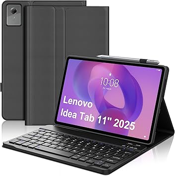 for Lenovo Idea Tab 11'' 2025 Case with Keyboard, Detachable Bluetooth Keyboard for Idea 11inch Tablet Cover with Pen Holder, Smart Keypad Folio for Lenovo Tab 2025 Release TB-336ZU/336FU, Black