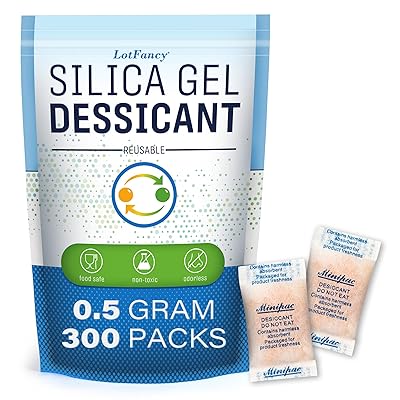 حزم LotFancy Silica Gel ، 300 عبوة 0.5 جرام ، تشير إلى حزم مزيل الرطوبة المجففة ، أكياس امتصاص الرطوبة لأحذية مجوهرات التوابل