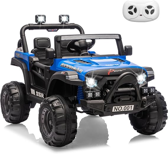 12V Kids Electric Ride on Car, Toddler Electric Vehicle with Parent Remote Control, Safety Seat Belt, Lockable Doors, Spring Suspension & Bluetooth Music, Battery Powered Ride on Toy for 3-8 Years Old