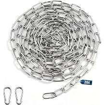 2M Metal Chain Stainless Steel Chain Sold by the Metre 2mm Steel Linkchain 1 Pcs Metalchain for Clotheslines Dog Leads Hanging Chairs Suspended Chairs