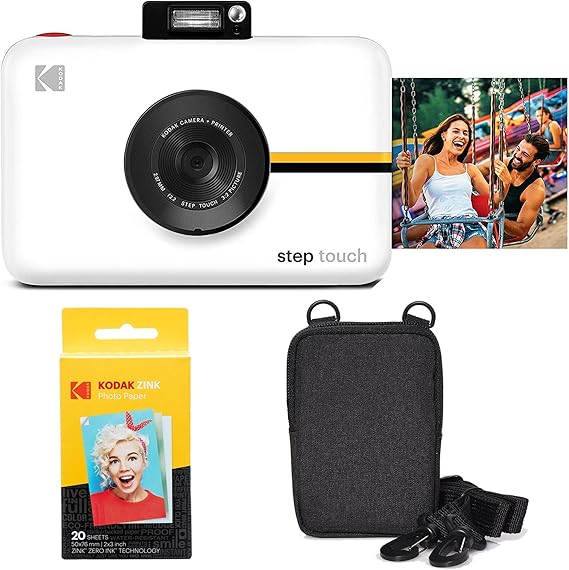كاميرا رقمية Kodak Step Touch 13MP وطابعة فورية مع شاشة LCD تعمل باللمس 3.5 ( White ) Go Bundle