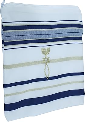 Holy Land Market El Tallit - Manto Mant34n de oraci34n mesinico - Talit con versYculos dela Bibliaesquinas ESPAolas Dark Blue Large 80 x 60 Inches