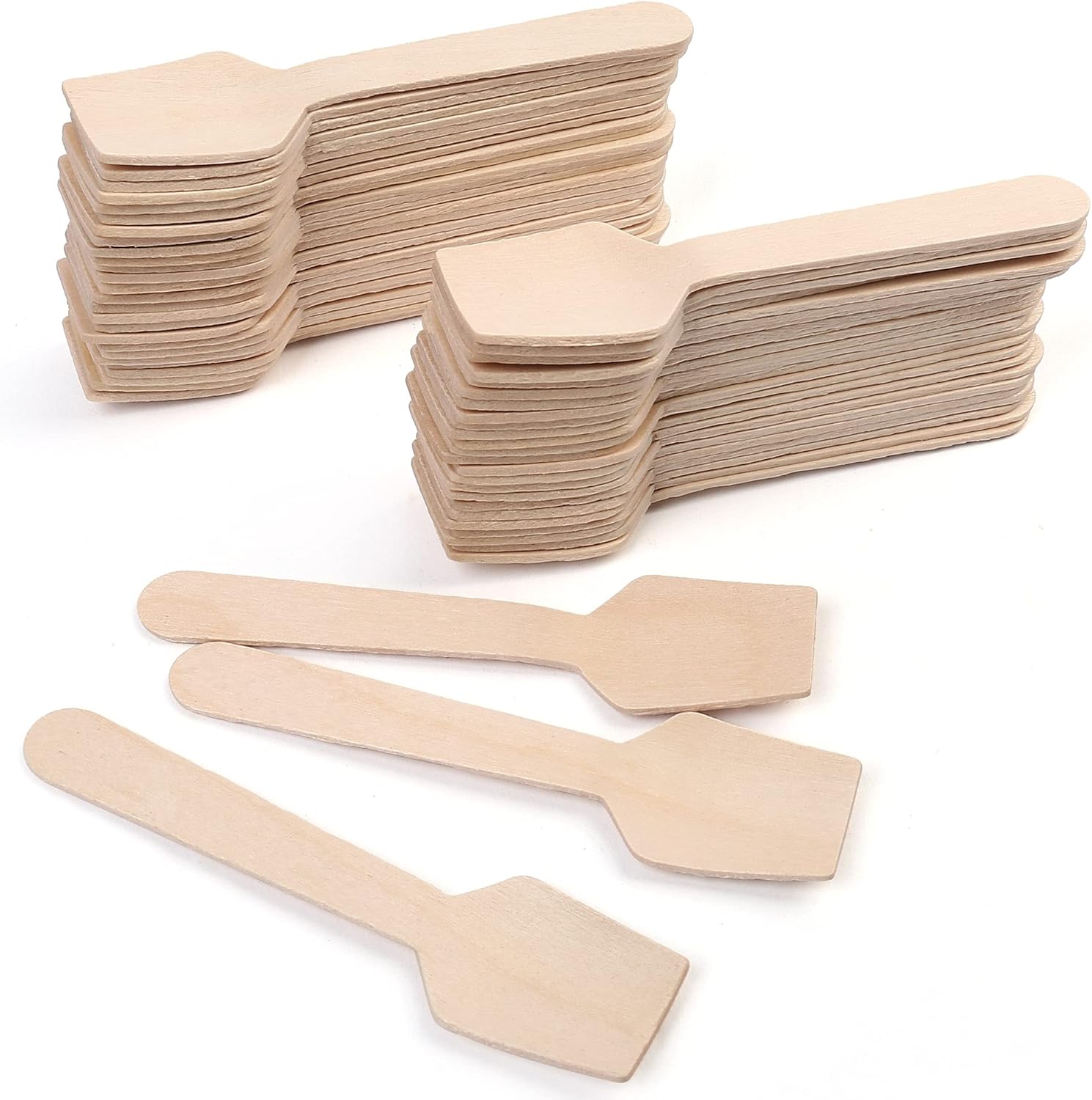 LotFancy Mini Wooden Spoons, Pack of 100, 4 inch Length, Disposable Tasting Sampling Spoons, Biodegradable Compostable Eco-friendly Birchwood Taster Spoons