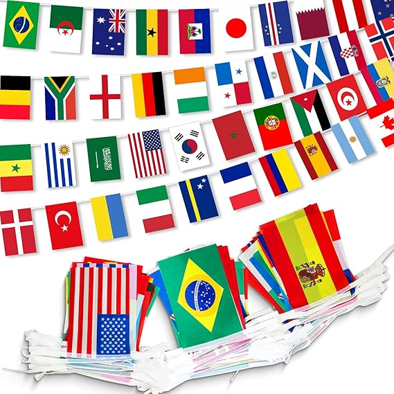 2026 Summer Soccer Match 48 Countries String Flag, Soccer Tournament National Flags Pennant Bunting Banner, World Flag for Soccer Party Supplies (1)