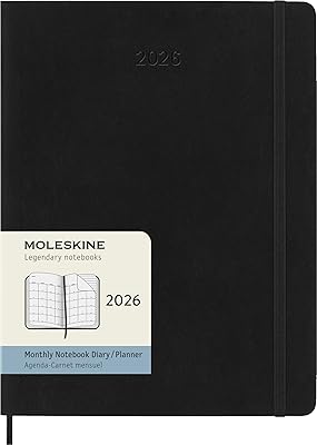 مخطط شهري Moleskine Classic 12 شهرًا 2026، غلاف ناعم، XL 7.5 x 9.75، أسود، 128 صفحة