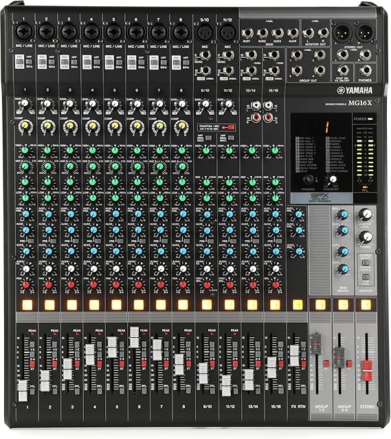 Yamaha Mixer-Unpowered ، متعدد الألوان ، 16 إدخال (MG16X CV)