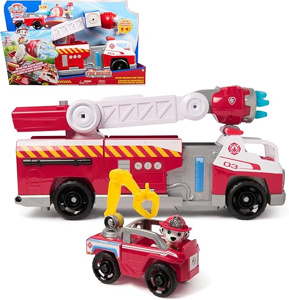 Paw Patrol - شاحنة إطفاء PAW Patrol - شخصية سيارة ماركوس - تأثيرات الصوت والضوء - سيارة الأطفال - الأعمار 3+