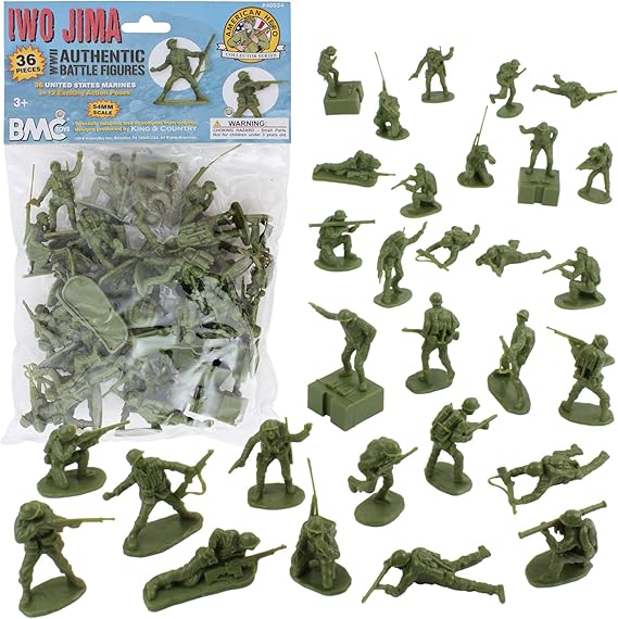 BMC WW2 Iwo Jima US Marines Plastic Army Men - 36 شخصيات جندي أمريكي
