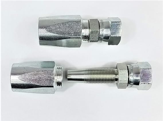 CR Performance 2qty تركيبات هيدروليكية قابلة لإعادة الاستخدام 38 بوصة -06 خرطوم JIC نسائي دوار إلى 38 خرطوم R2 ثنائي السلك تركيبات JIC خرطوم هيدروليكي قابل لإعادة الاستخدام