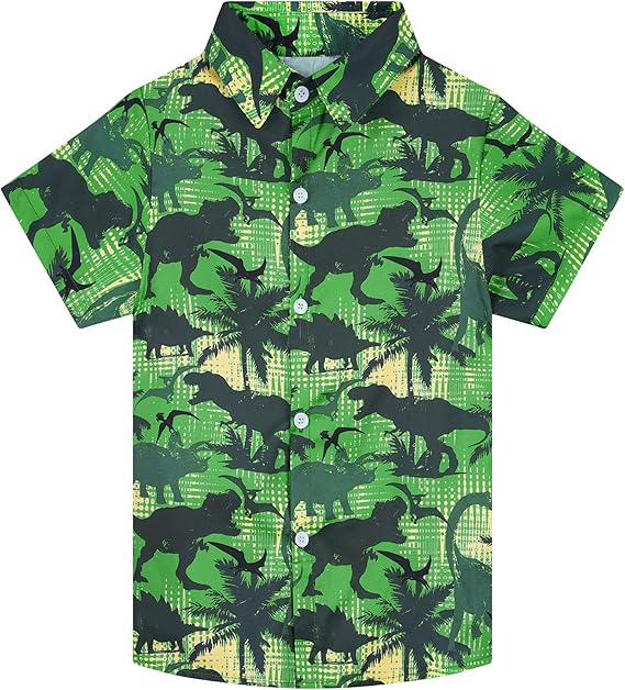 Boy's Hawaiian Shirt Short Sleeve Casual Button Down Beach Aloha Shirt Kids Summer Luau Hawaii Shirts 514 Years