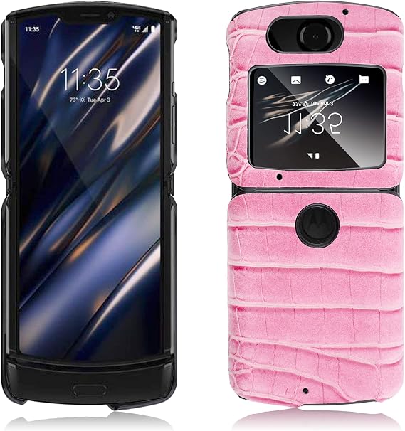 مصمم لحقيبة Moto Razr 5G ، تصميم الكمبيوتر الصلب الزوايا المقواة امتصاص الصدمات Slim Fit Flexible Bumper Resilient TPU غطاء الهاتف لـ Motorola Moto Razr 5G (وردي)