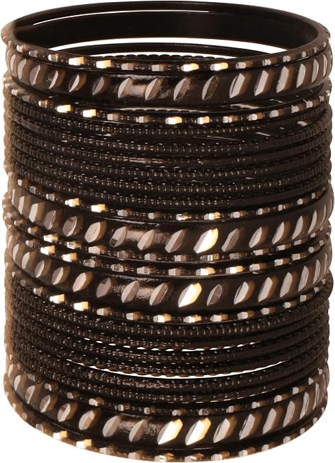 Touchstone Indian Bollywood Fashion مصنوع يدويًا من الحبوب المعدنية يعمل معصم محكم مصمم مجوهرات أساور Bangle. مجموعة من 24. للنساء.