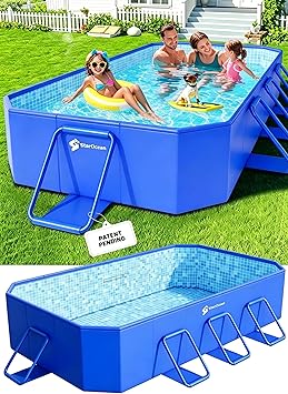 StarOcean 2026 Foldable Pool, Large Non-Inflatable Swimming Pool for Kids,Adult Collapsible Pools Hard Plastic Shell, Oversized Thickened,Portable Folding Kids Pools for Backyard 90"x50"x20"-Blue
