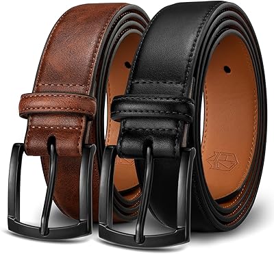 Zitahli Mens Belt 2 Pack - Men Leather Belt Design for Work Business and Casual Golf Jeans-Everyday Wear,Gifts for Men