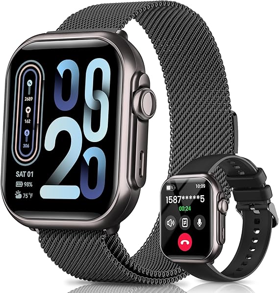 Smart Watches for Women for iPhone Android: 1.85"Smartwatch with Make/Answer Call Sleep Heart Rate SpO2 Blood Pressure Monitor IP68 Waterproof 120+Sport Mode Fitness Tracker 1000mAh Battery 2 Bands