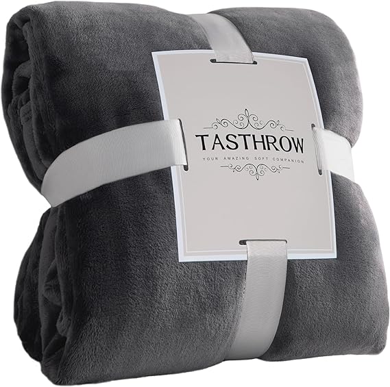 بطانية TASTHROW رمادية مقاس 50x60 بوصة، بطانية ناعمة من الصوف المريح من الفانيلا، بطانيات دافئة خفيفة الوزن للسرير والأريكة وغرفة النوم وغرفة المعيشة، جميع المواسم