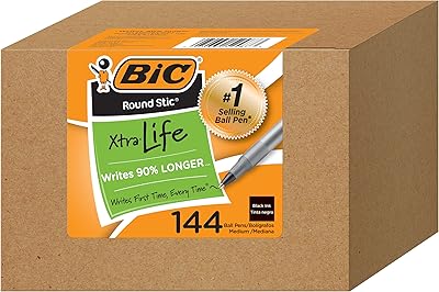 قلم BIC Round Stic Xtra Life Ballpoint Pen ، Medium Point 144 ct Pack of 6