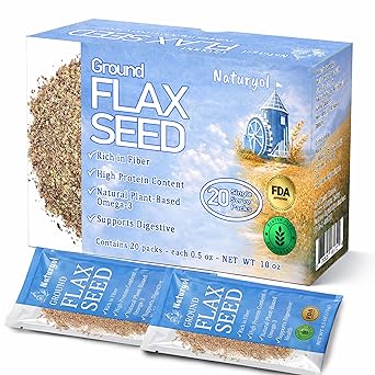 Naturyol Ground Flax Seed Fiber-Rich Food for Salad Mixes, Ground Flax Seeds Travel Packets, individual Packets, Milled Flax Seed Small Bag, Linaza En Polvo (0.5 oz Pack of 20)