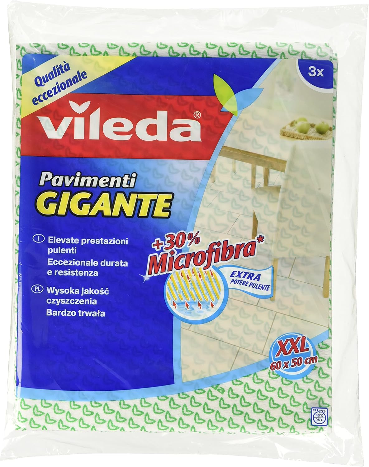Vileda – قماش أرضي كبير جدًا، عبوة من 3 قطع