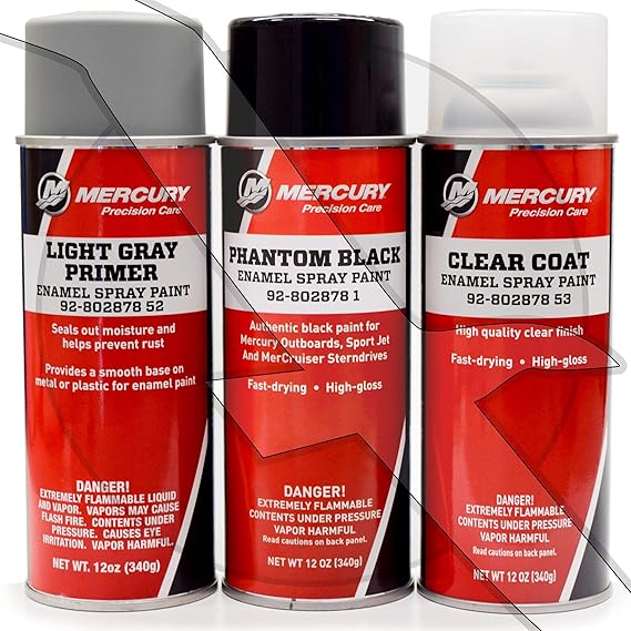 عطارد / Mercruiser Phantom Black OEM Engine Primer Paint Clear Coat Kit